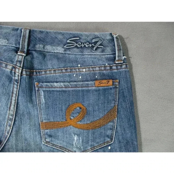 Seven7 Women's Bootcut Distressed Blue Jeans Size 28 Medium Wash Western - Picture 10 of 12